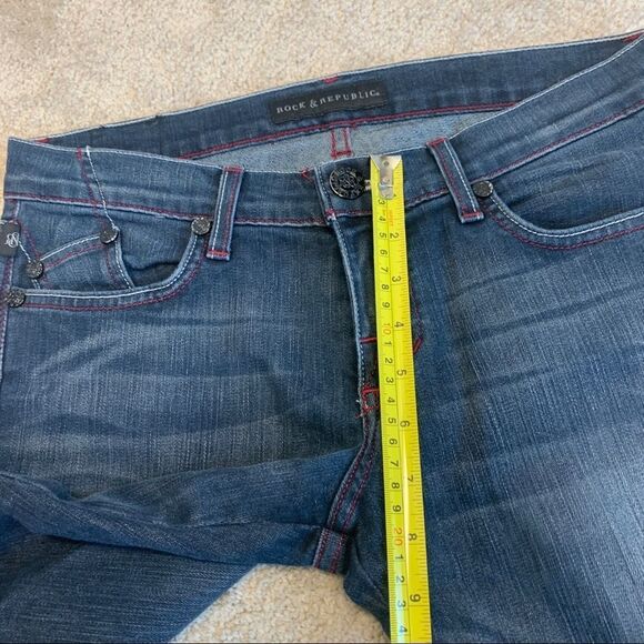 Rock & Republic Stella denim jeans Red Crystal Rhinestone pockets Sz 28 Stampede - Picture 8 of 12